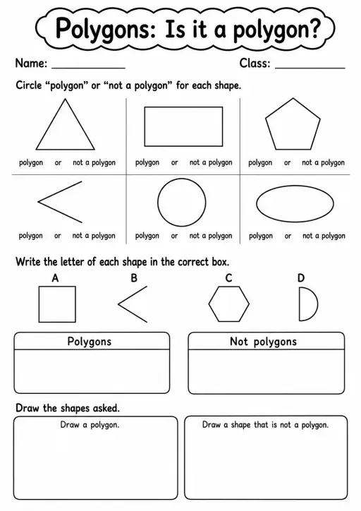 Grade 3 Polygons Math Worksheet Pack