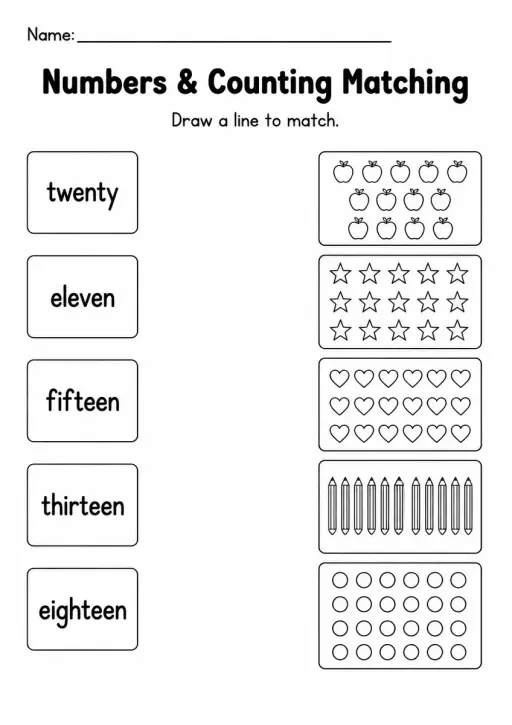 Numbers & Counting Matching — Grade 3