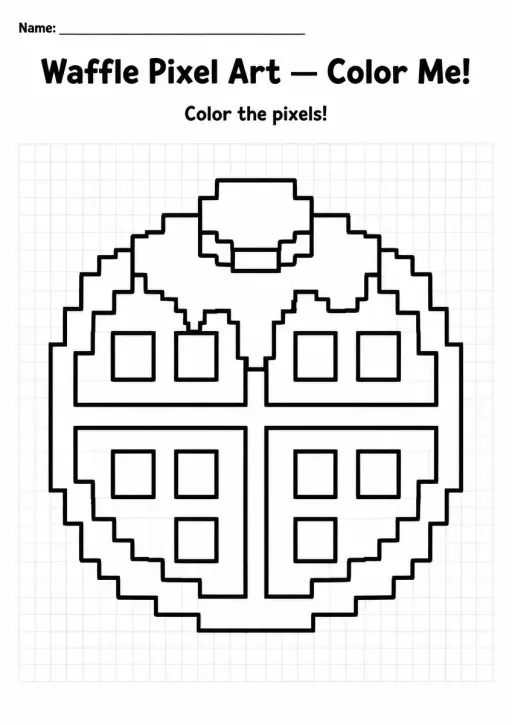 Waffle Pixel Art Coloring Page
