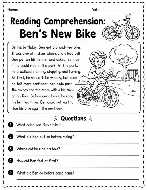 Reading Comprehension: Ben's New Bike