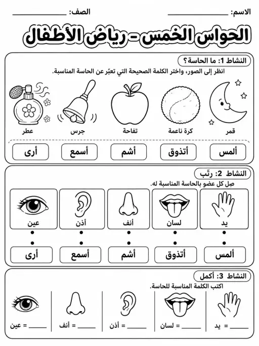 الحواس الخمس - رياض الأطفال