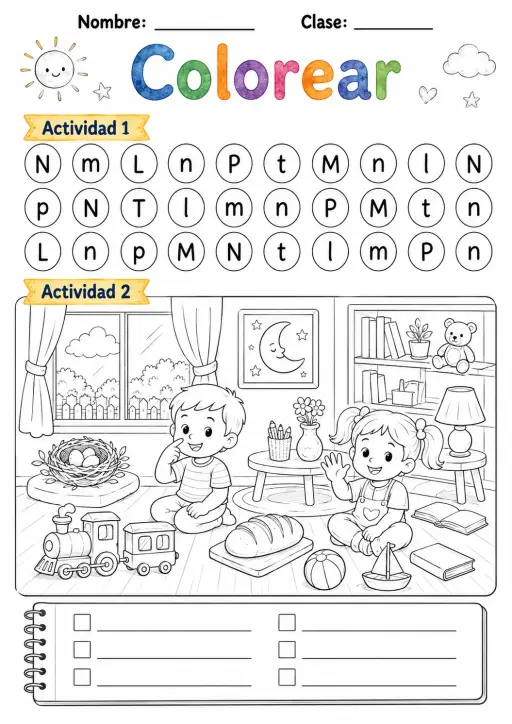 Spanish Letter N Phonics Worksheets Pack