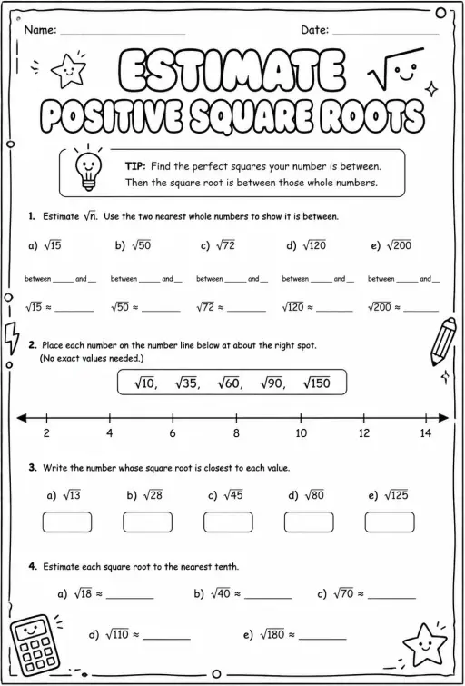 Estimate positive square roots