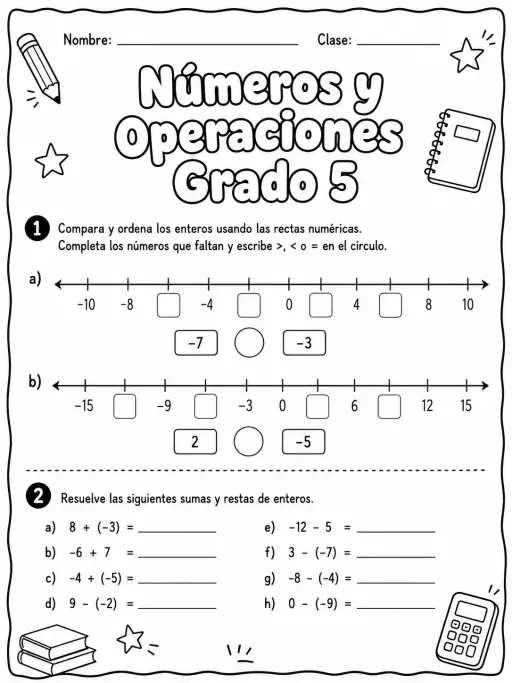 5.º grado - números y conteo - Paquete de fichas