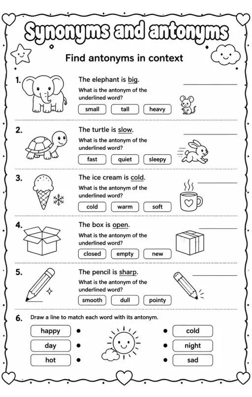 Find antonyms in context