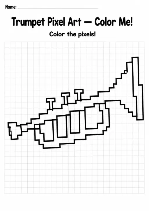 Trumpet Pixel Art Coloring Page