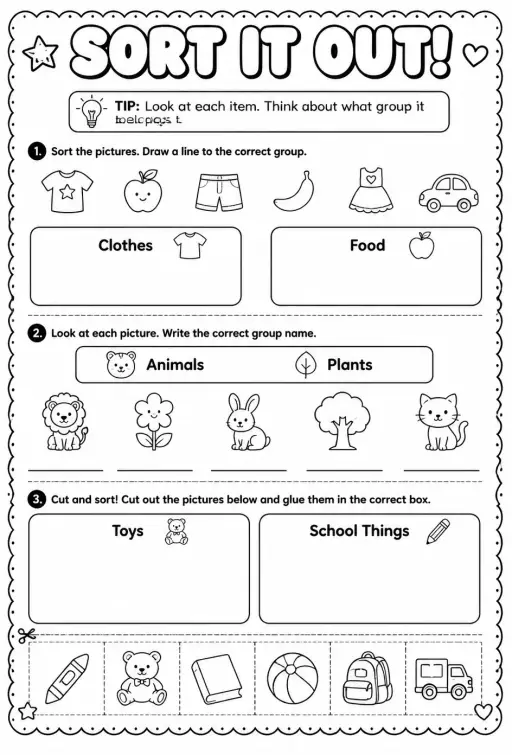 Sort objects into categories