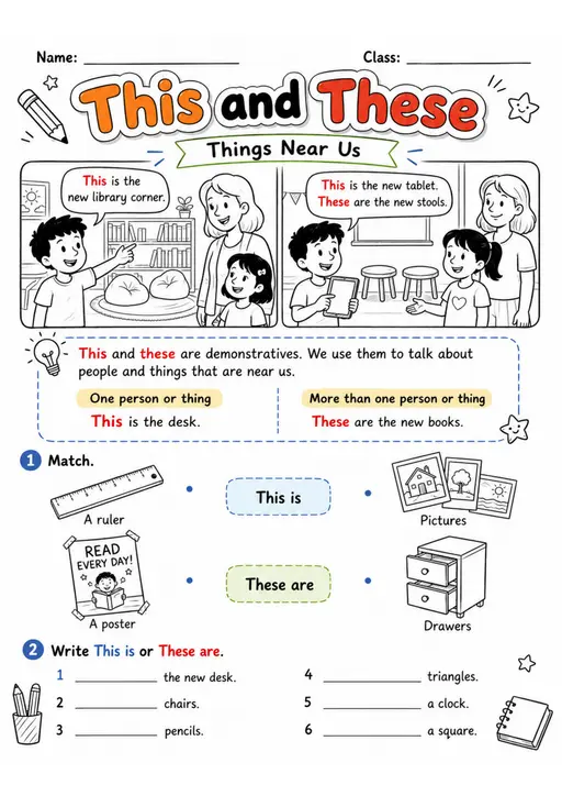 This and These Pack - 2 Worksheets | Grades 2-3