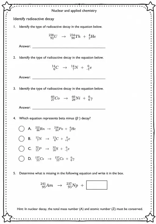 Identify radioactive decay