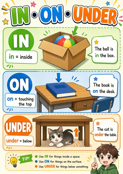 In on Under Prepositions Infographic