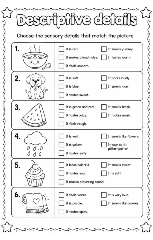 Choose the sensory details that match the picture
