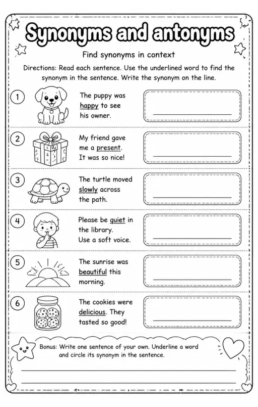 Find synonyms in context