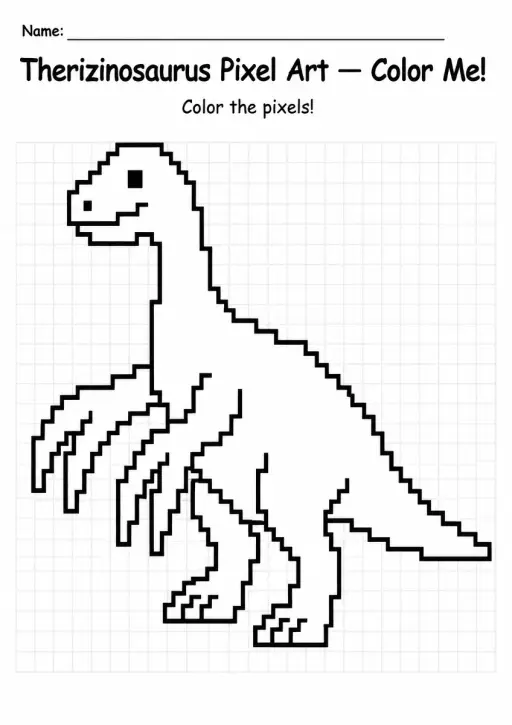 Therizinosaurus Pixel Art Coloring Page
