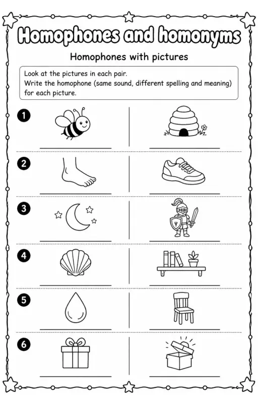 Homophones with pictures