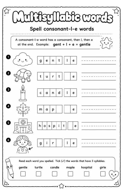 Spell consonant-l-e words