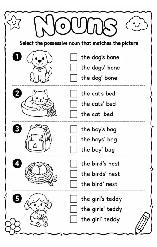 Select the possessive noun that matches the picture