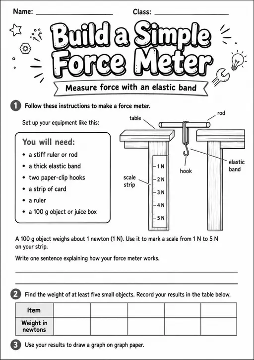 Grade 6 Forces and Energy Worksheets - Pack 1