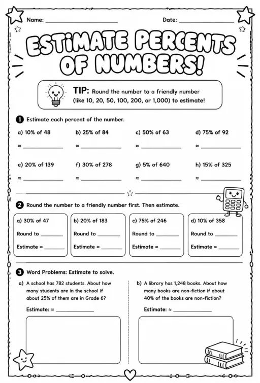 Estimate percents of numbers
