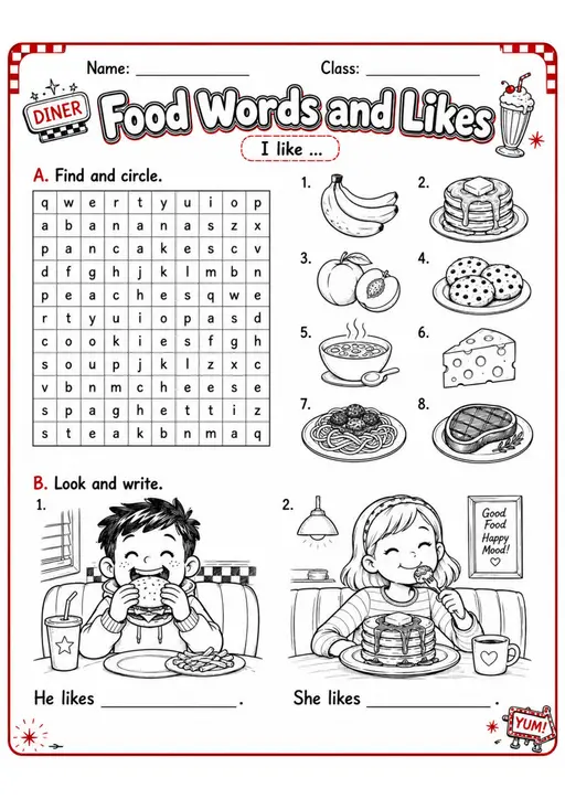 Food Likes Pack - 2 Worksheets | Grades 2-3