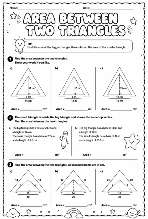 Area between two triangles