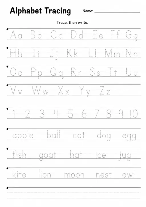 Alphabet Tracing — Grade 1
