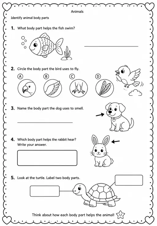 Identify animal body parts