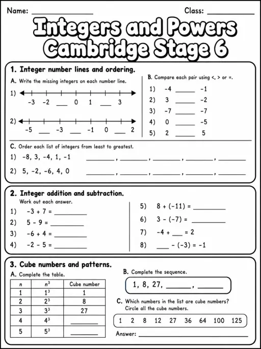 Integers and Powers Cambridge Stage 6