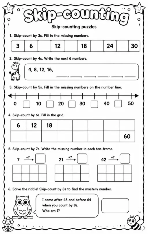 Skip-counting puzzles