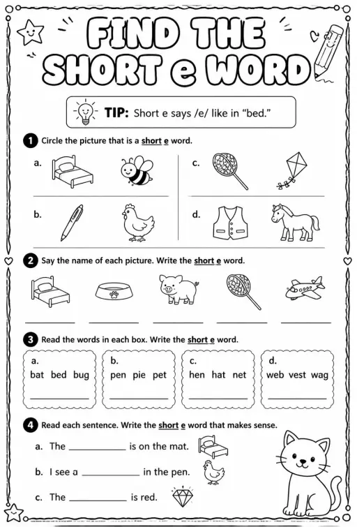 Find the short e word