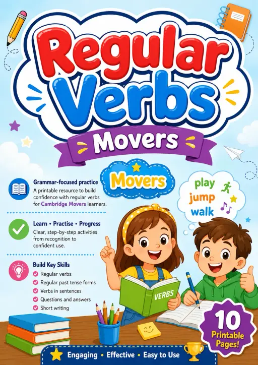Regular Verbs Movers Grammar Worksheet Pack