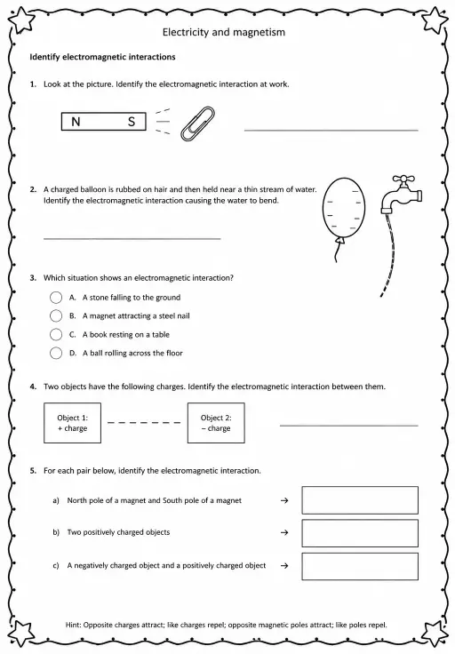 Identify electromagnetic interactions