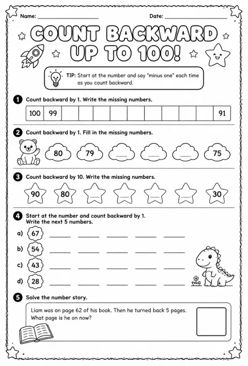 Count backward - up to 100