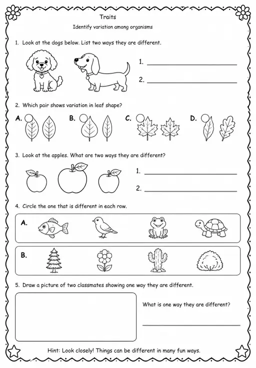 Identify variation among organisms