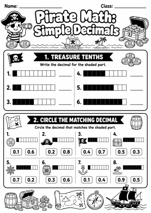 Pirate Math: Capacity and Volume Worksheet Pack