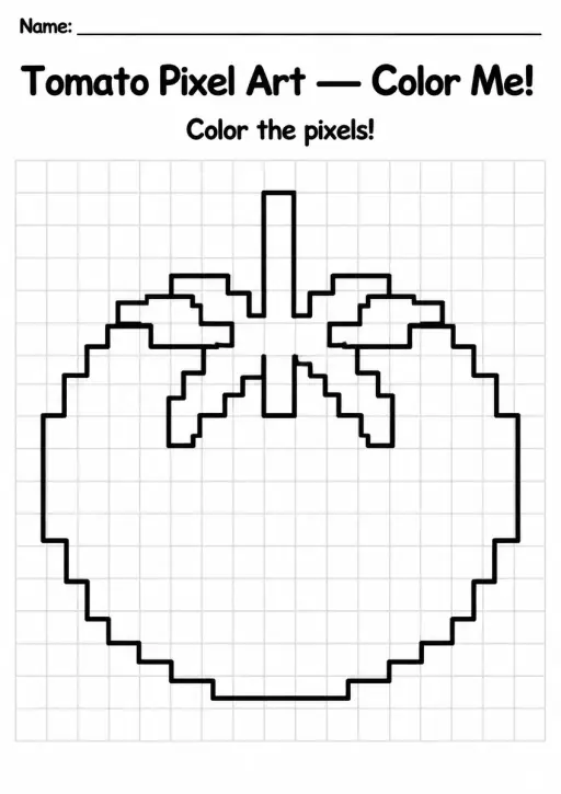 Tomato Pixel Art Coloring Page