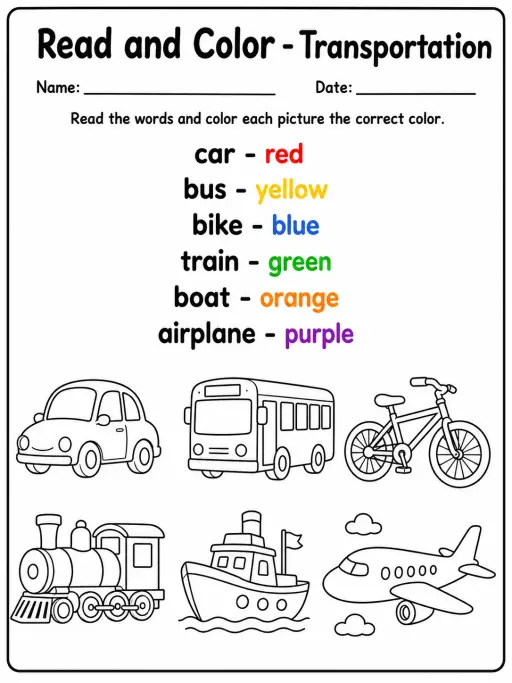 Grade 3 Read and Color Vocabulary Worksheet Pack - Set 1