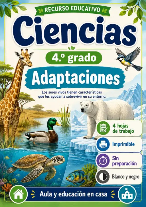 4.º grado - Adaptaciones - Paquete de ciencias en español