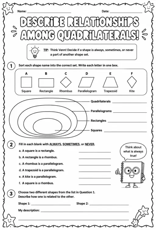 Describe relationships among quadrilaterals