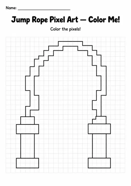 Jump Rope Pixel Art Coloring Page