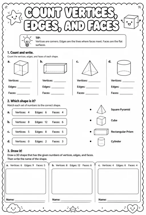 Count vertices, edges, and faces