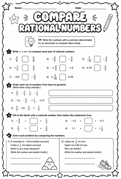 Compare rational numbers