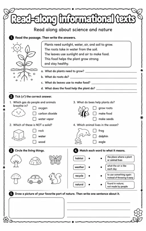 Read along about science and nature