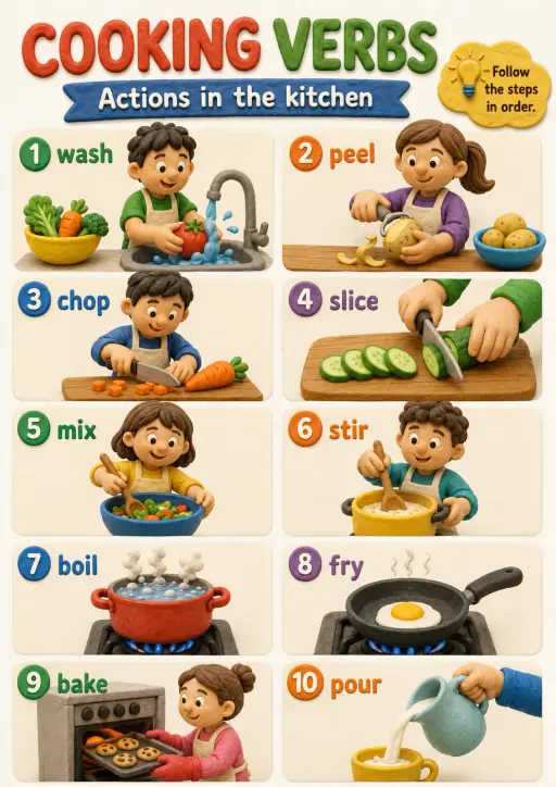 Cooking Verbs Food Infographic