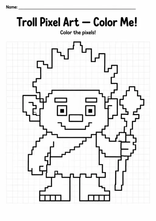 Troll Pixel Art Coloring Page