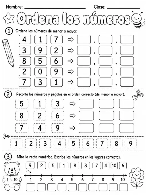 2.º grado - repaso mixto: comparación y orden de números - Paquete de fichas - Conjunto 2