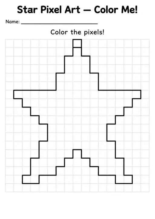 Star Pixel Art Coloring Page