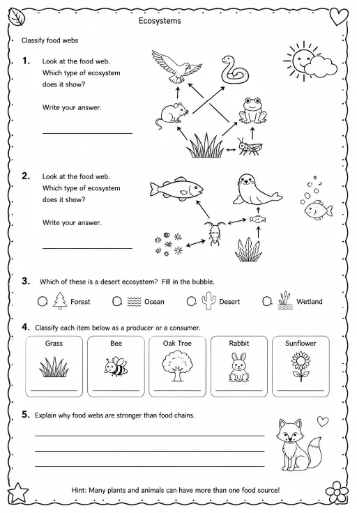 Classify food webs