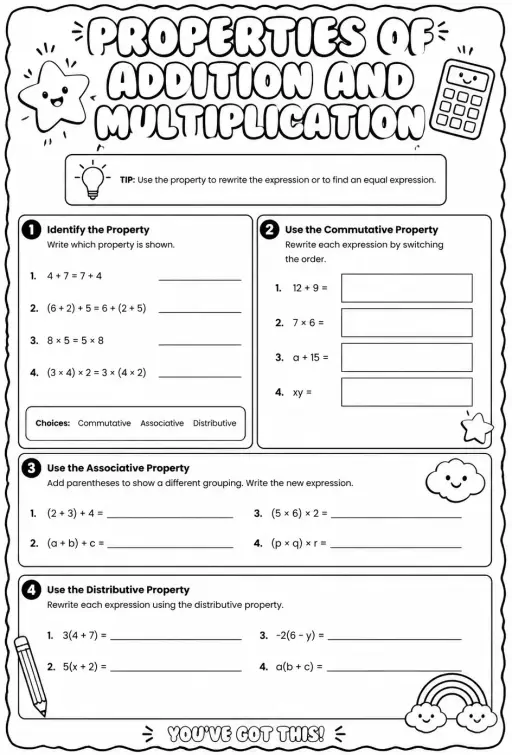 Properties of addition and multiplication