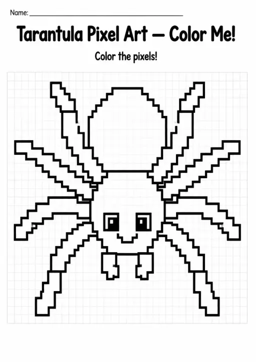 Tarantula Pixel Art Coloring Page