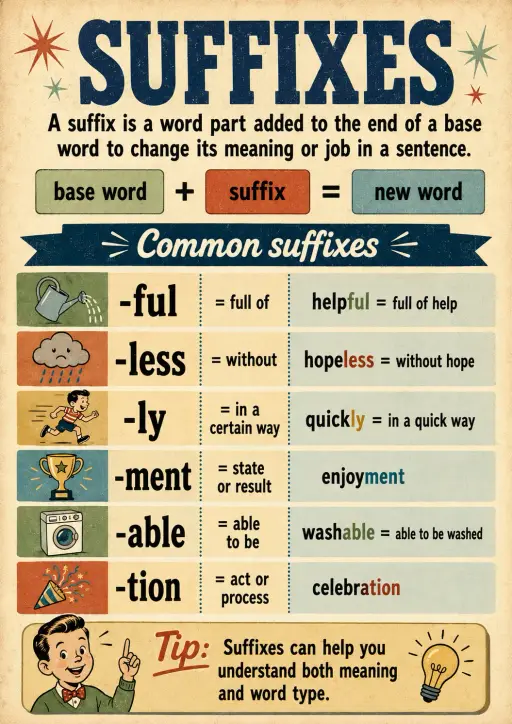 Suffixes Vocabulary Infographic